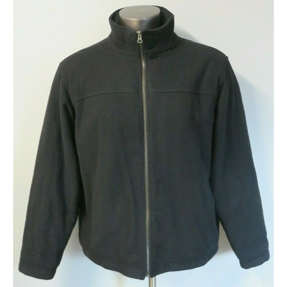 Mens BUCKLE BKE Full Zip Black Jacket Long Sleeve Size L‎ Wool Fully Lined